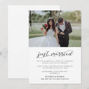 Gerade verheiratet Elegant Kalligraphie Ankündigun Einladung