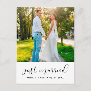 Gerade verheiratet Elegante Ankündigung Foto Postkarte