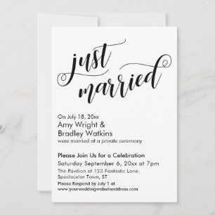Gerade Verheiratet Fancy Schrift Post Hochzeitsfei Einladung