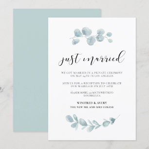 Gerade verheiratet Grüne Hochzeitsankündigung Einladung