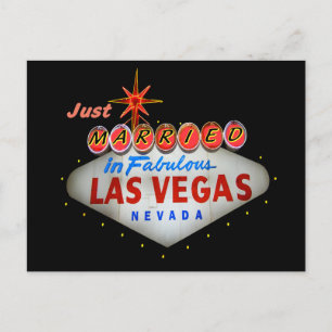 Gerade verheiratet in den Vegas-Hochzeits-Karten Ankündigungspostkarte