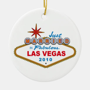 Gerade verheiratet in fabelhaftem Las Vegas 2010 Keramik Ornament