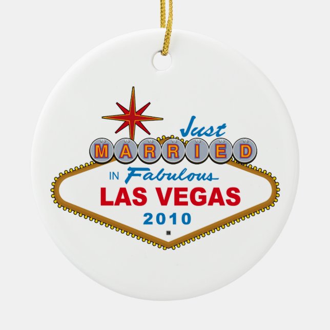 Gerade verheiratet in fabelhaftem Las Vegas 2010 Keramik Ornament (Vorne)