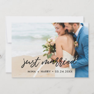 Gerade verheiratet Modern Ankündigung Fotokarte