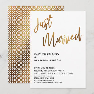 Gerade Verheiratet Typografie Goldene Hochzeit Emp Einladung