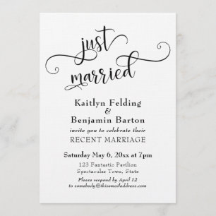 Gerade Verheiratet Typografie Hochzeitsempfang Nur Einladung