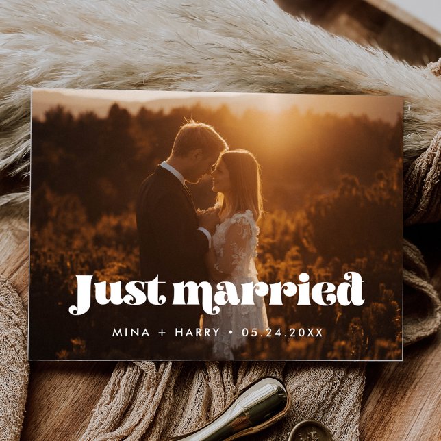 Gerade verheiratet Vintage Retro-Foto Postkarte (Von Creator hochgeladen)