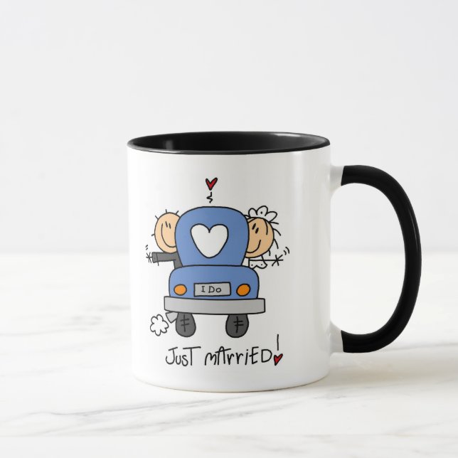 Gerade verheiratete Braut und Bräutigam-T - Shirts Tasse (Rechts)