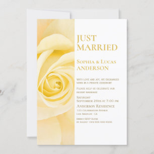 Gerade verheiratete gelbe Rose Hochzeitsempfang Einladung