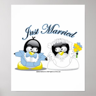 Gerade verheiratete Penguins Poster