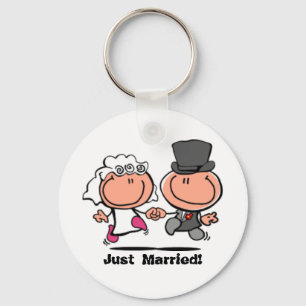 Gerade verheirateter Hochzeitspaar-Cartoon Schlüsselanhänger