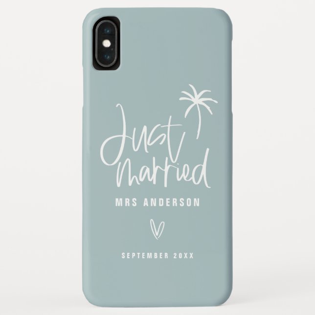 Gerade verheirateter Palme-Hochzeitsgeschenkstrand Case-Mate iPhone Hülle (Rückseite)