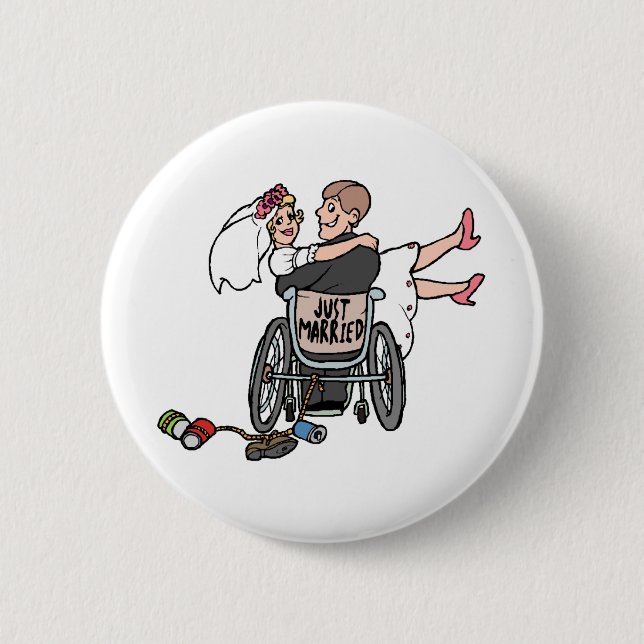 Gerade verheirateter Rollstuhl Button (Vorderseite)