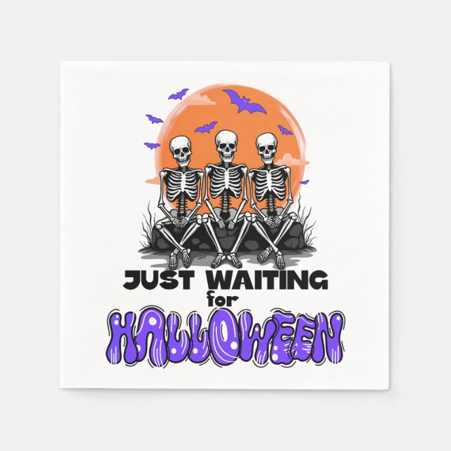 Gerade zu Halloween Gewartet, Spooky Niedlich Skel Serviette (Vorderseite)