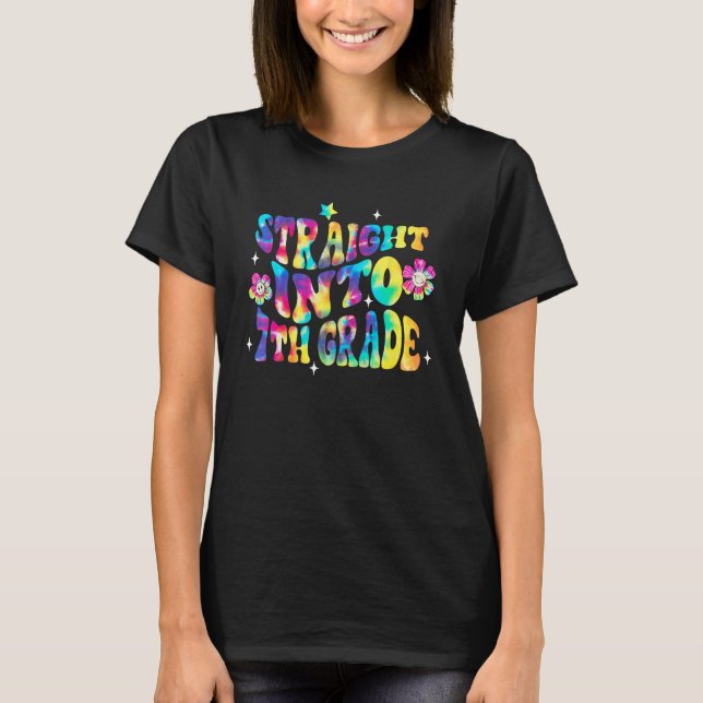 geradeaus in 7. Klasse Gefärbte Krawatte Rainbow z T-Shirt (Vorderseite)