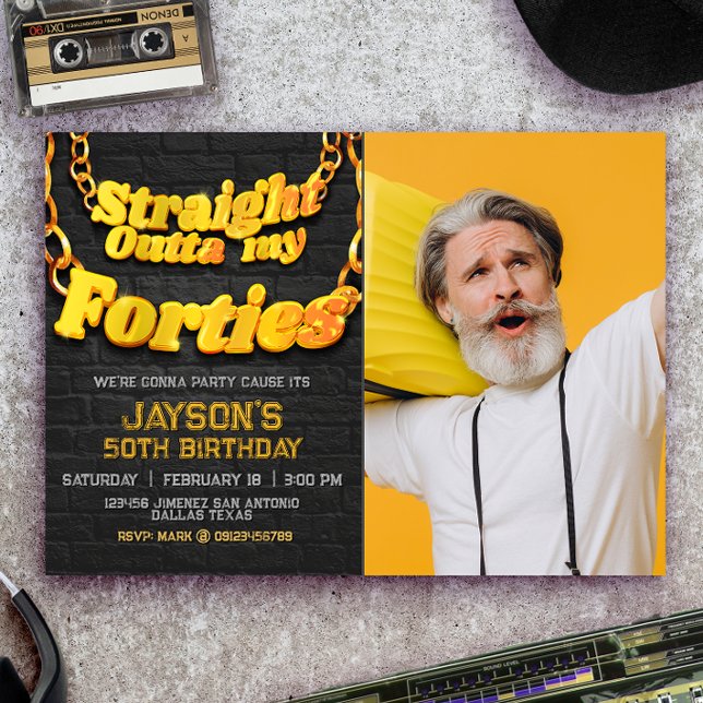 Geradeaus über meine Vierzigerjahre mit Foto Einladung (Straight Outta my Forties with Photo Invitation)