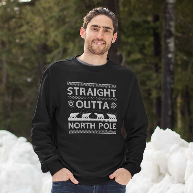 Geradeaus zum Nordpol Sweatshirt (Straight Outta North Pole Sweatshirt Man In Snow)