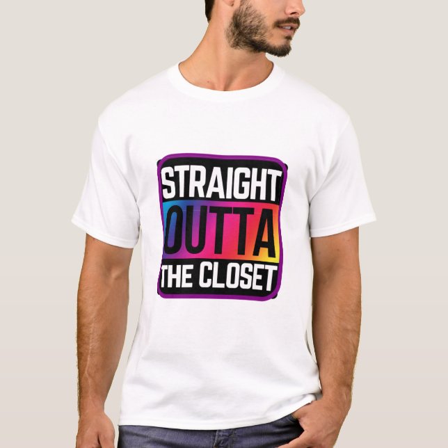 Gerades Outta der Wandschrankregenbogen T-Shirt (Vorderseite)