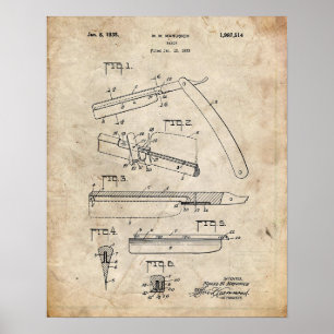 Gerades Rasiermesser-Patent Poster