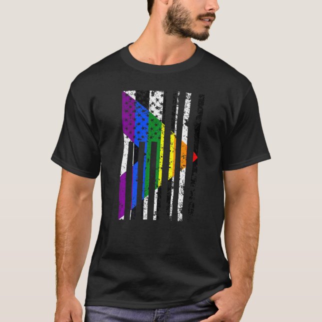Geradliniger Flag für Alleinstehende USsa-Flagge T-Shirt (Vorderseite)