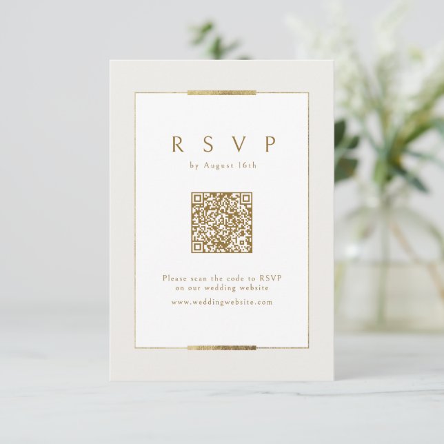 Gerahmt Elegance Moderne QR-Klassifizierung RSVP Karte (Stehend Vorderseite)