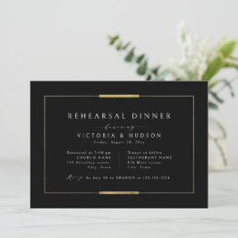 Gerahmt Elegante Schwarze Probe Abendessen Einladung