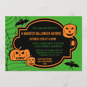 Gerahmt Green/Orange Pumpkin - 12x18 Halloween Inv Einladung