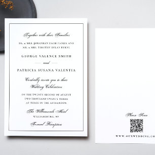 Gerahmt Kalligraphie Elegant White QR Code Weddi Einladung