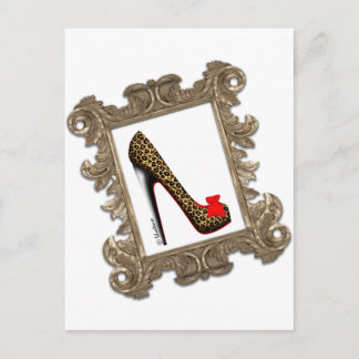 Gerahmt Leopard Stiletto Pump Postkarte