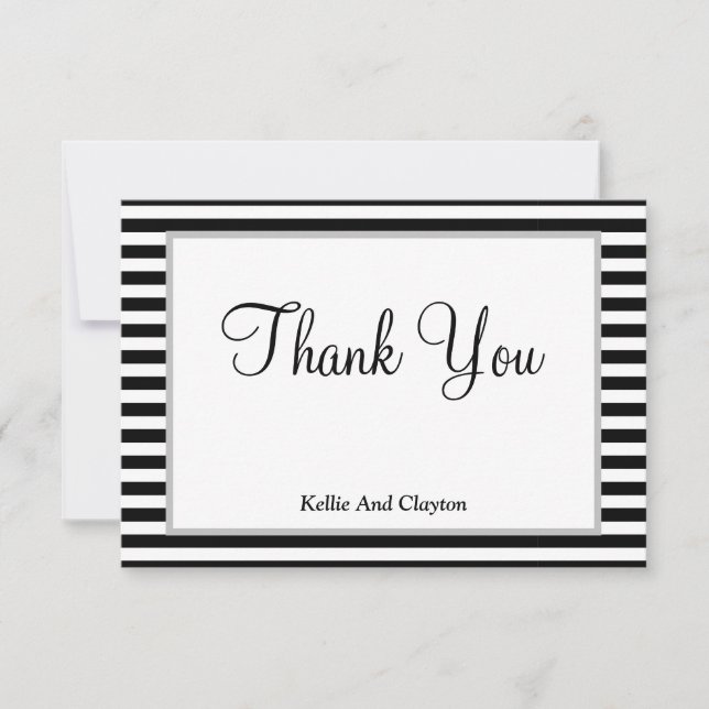 Gerahmt Schwarzweißstreifen Danke Karte (Vorderseite)