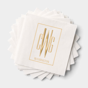 Gerahmt Simple 3 Initial Letter Monogram Name #4 Servietten Mit Folie
