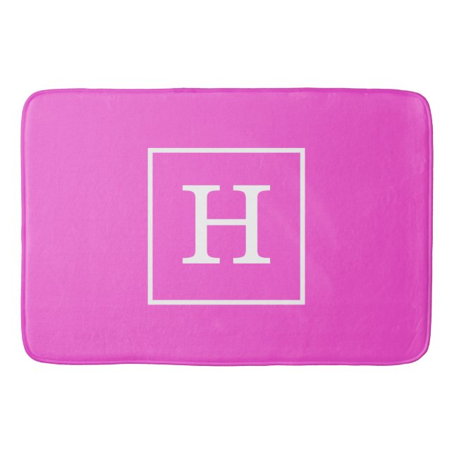 Gerahmte Anfängermonogramm, rosafarben Badematte (Vorderseite)