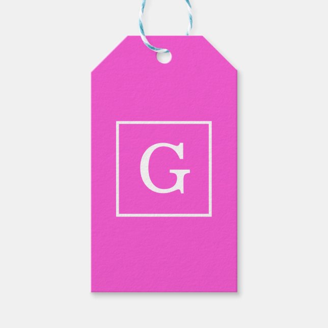 Gerahmte Anfängermonogramm, rosafarben Geschenkanhänger (Vorderseite)
