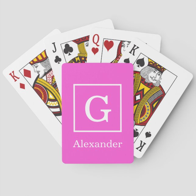 Gerahmte Anfängermonogramm, rosafarben Spielkarten (Rückseite)