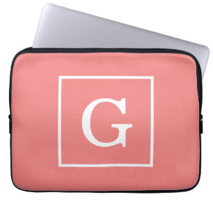 Gerahmte Anfangsmonogramm für leichte Korallen Laptopschutzhülle