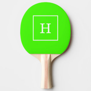 Gerahmte Anfangsmonogramm Lime Green White Tischtennis Schläger