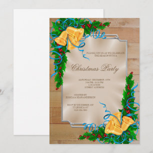 Gerahmte Corner Bells & Ribbon Weihnachten Einladung