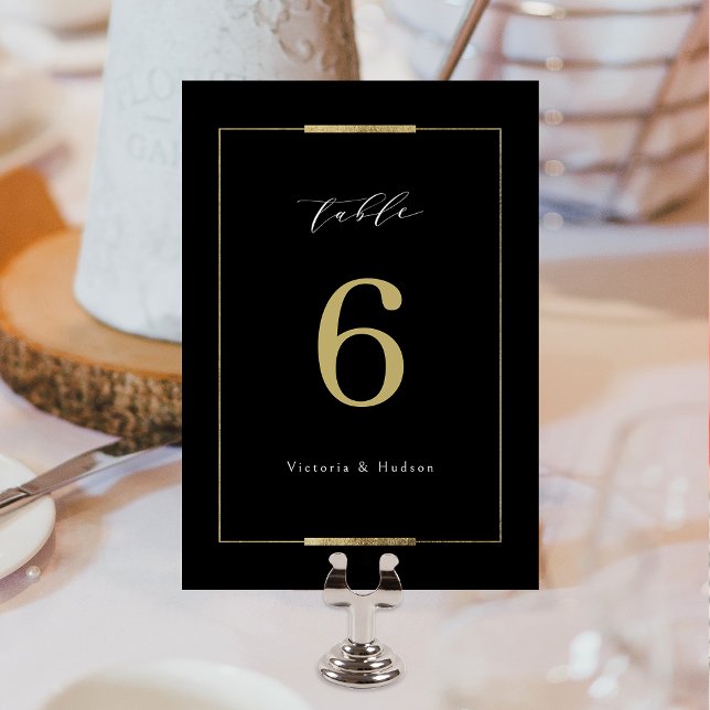 Gerahmte Elegance Black Simple Modern Wedding Tischnummer (Framed Elegance Black Simple Modern Wedding Table Number)