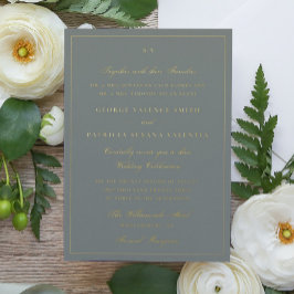 Gerahmte Elegant Monogram Sage Green Wedding Folieneinladung