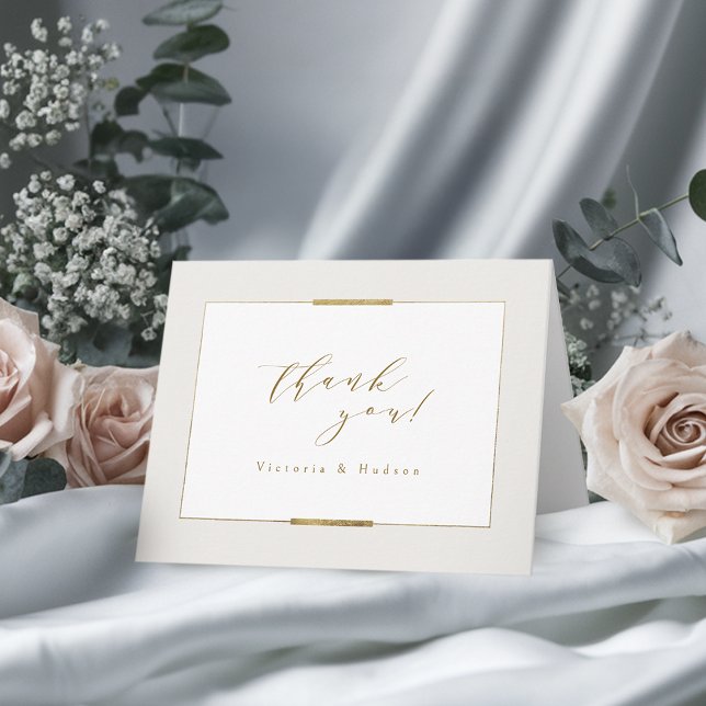 Gerahmte Eleganz Einfache Moderne Hochzeit Dankeskarte (Framed Elegance Simple Modern Classy Wedding Thank You Card)