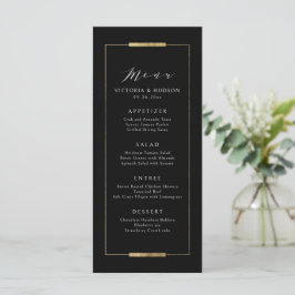 Gerahmte Eleganz Schwarz Moderne Hochzeit Menükarte
