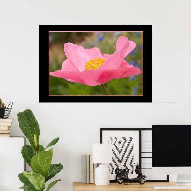 Gerahmte Farbe Rosa Mohnfotografie Nah-up Poster (Heimbüro)