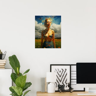 Gerahmte Frauenmalerei im Freien Poster
