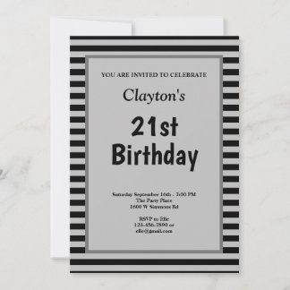 Gerahmte Geburtstagsparty mit schwarzen/grauen Str Einladung