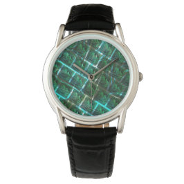 "gerahmte graue Augen", Kratzer und blaues Gras Armbanduhr