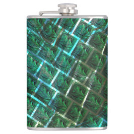 "gerahmte graue Augen", Kratzer und blaues Gras Flachmann