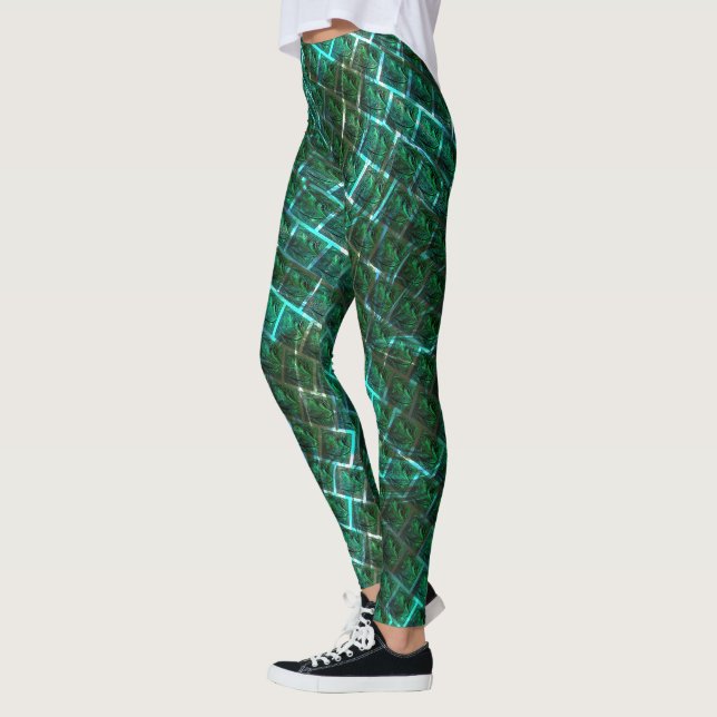 "gerahmte graue Augen", Kratzer und blaues Gras Leggings (Links)