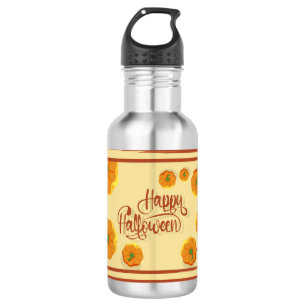 Gerahmte Grußkarte Happy Halloween Typografie Edelstahlflasche