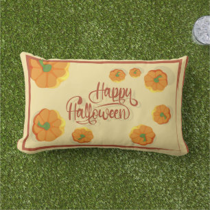 Gerahmte Grußkarte Happy Halloween Typografie Kissen Für Draußen