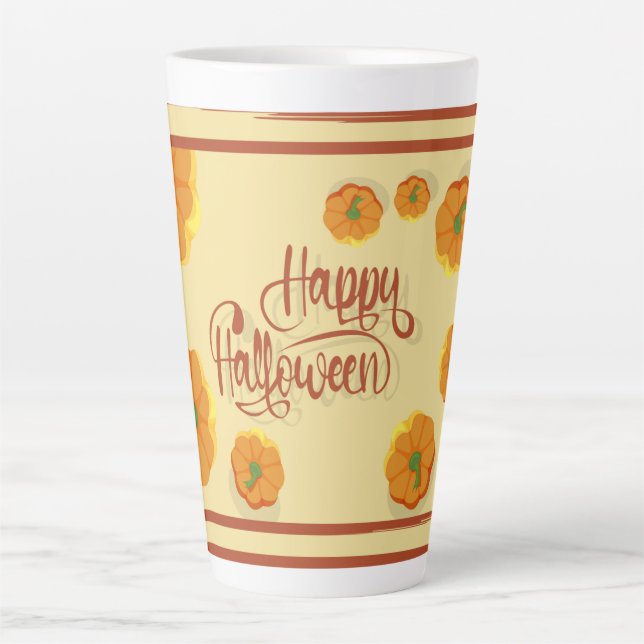 Gerahmte Grußkarte Happy Halloween Typografie Milchtasse (Vorderseite)